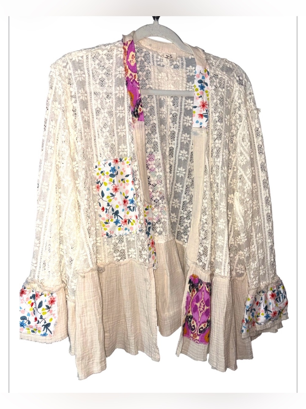 NWT POL MEDIUM Floral Lace Kimono Cardigan - Picture 3 of 4